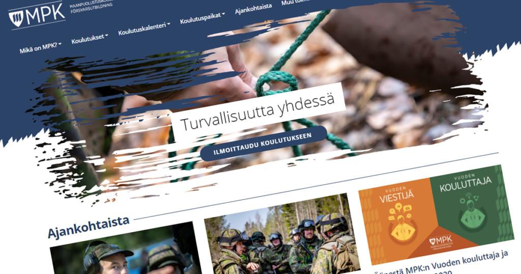 Kuvakaappaus MPK.fi-sivuston uudistuneelta etusivulta.