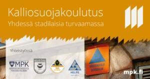 Otsikko, kallioseinä ja logoja