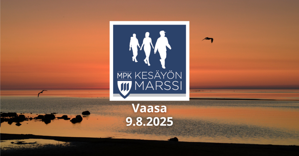 Kesäyön marssin logo ja merimaisema